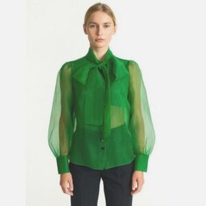 Zara | Green Organza Blouse